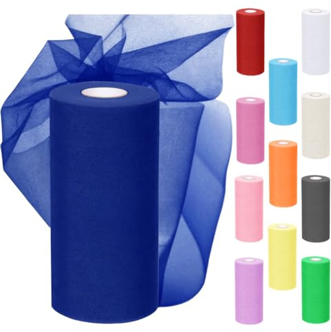 Rouleau de tissu en tulle, 30 cm x 91,5 m, en organza pour mariage, fête, tutu (bleu profond)