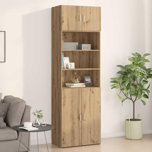 HETFTJN Sideboard Eiche Handwerklich 70x42,5x40 cm Massives Holzwerkstoff Viel Stauraum Rustikales Lowboard für Wohnzimmer Flur Küche Esszimmer Landhausstil Möbel