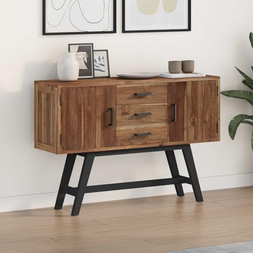 Genérico Soporte de TV Natural 110 x 30 x 75 cm Madera de Teca Maciza,Mobiliario,Muebles TV-42017954