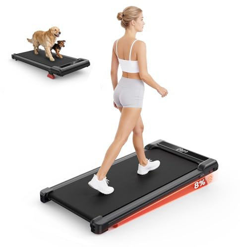 HomeFitnessCode Walking Pad Laufpad mit Neigung - Laufband mit bürstenlosem Motor 1-10 KMH Walkpad Gehband mit Steigung Untertisch Elektrisch Lauf Band Treadmill für Zuhause, Schwarz