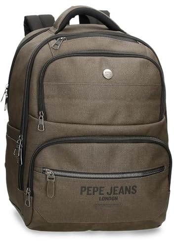 Pepe Jeans Berwick Laptop-Rucksack 15.6 Zoll Khaki 33x42x17 cm, PU und Polyester 23.56L von Joumma Bags