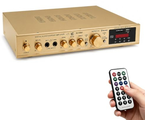 Amplificatore Audio Stereo, Audio Surround AV Hi-Fi Ricevitore Stereo Amp | 600 W Picco 2 Ingressi Microfono Home Theater Altoparlante Auto W/Mic USB FM Radio USB 298BT