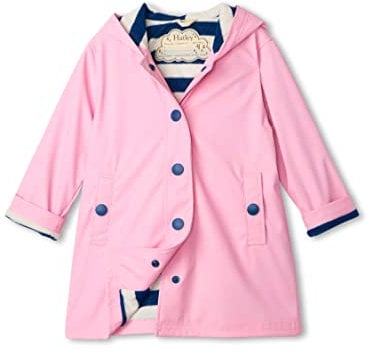 Hatley Girls Splash Rain Jacket, Pink (Classic Pink/Navy), 8 Years