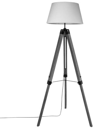 Atmosphera - Lampadaire trépied Runo - bois et ivoire H145 cm