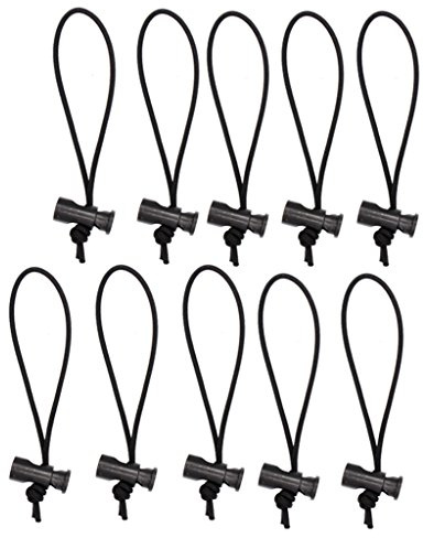 Foto&Tech 10-Pack Multipurpose Extra Thick Toggle Tie/Cable Tie and Organizer Adjustable/Elastic Loop/Instant Clutter Killer/Tangle Tamer/Cable Management for Cord & Cable Reusable (Black)
