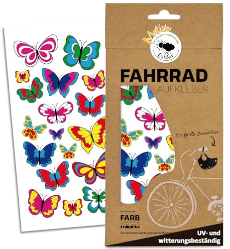 style4Bike Schmetterlinge farbenfrohe Schmetterlinge als Kinder Fahrrad Aufkleber Set für Fahrrad ✓ Schöne Aufkleber ✓ | D00047