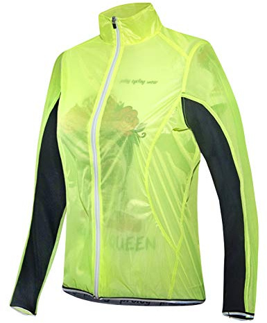 Prolog Damen Fahrrad Regenjacke Extrem Dünn, Wasserdicht, Atmungsaktiv - Transparent Neon Gelb Größe XXXL