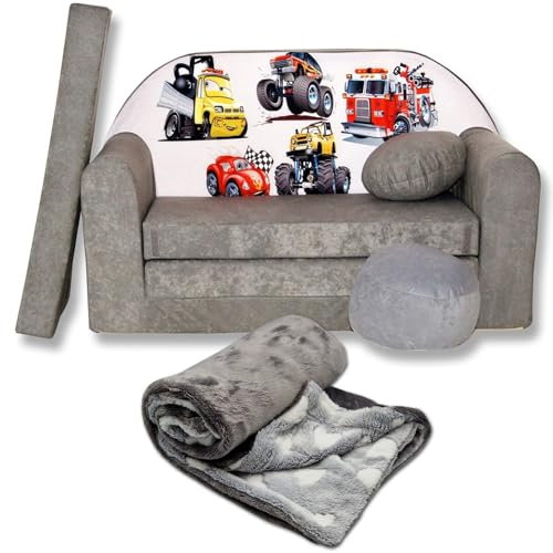 millybo Kindersofa Kinder Couch mit Schlaffunktion ausklappbar 3in1 Kinder Sofa Spielsofa mit Bettfunktion Mädchen Jungen Sitzsack Minisofa Schlafsofa Kinderzimmer Schlafsessel (A14)
