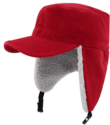 Gisdanchz Winter Basecap Mütze mit Ohrenklappen Herren Trappermütze Männer Fleece Cappy Frauen Wintermütze Baseballcap Russische Mütze Damen Russen Fliegermütze Ushanka Schirmmütze Burgund