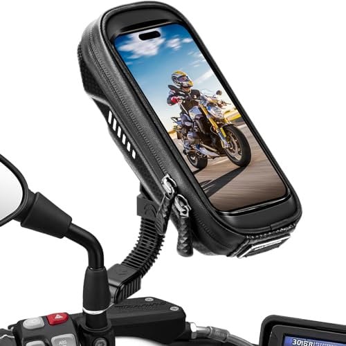 WACCET [Neue Generation Telefonhalterung für Motorrad, wasserdicht, Halterung für Smartphone, Motorrad, wasserdicht, mit 360° Rotation, Telefonhalterung mit Regenhülle für Smartphone bis zu 6,5 Zoll