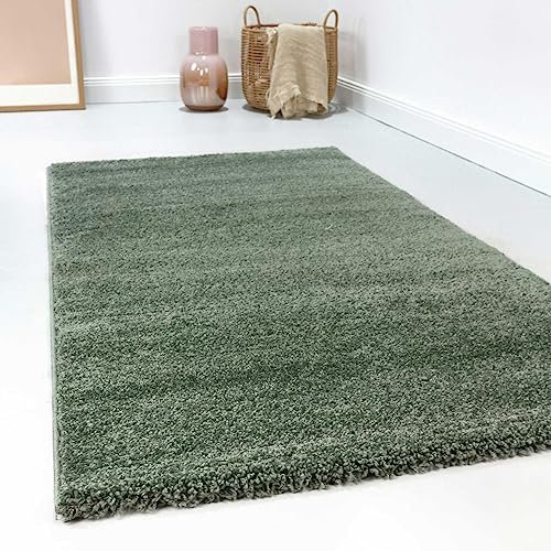 Esprit Home, Moderner Kurzflor Teppich - Läufer für Wohnzimmer, Flur, Schlafzimmer, California (80 x 150 cm, salbeigrün)