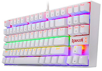 Redragon Teclado mecánico K552 para juegos, compacto de 87 teclas, teclado LED para juegos con interruptores rojos, antifantasma, marco de metal para juegos de PC y escritura, apto para principiantes