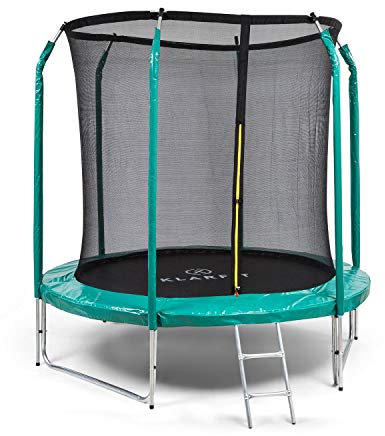 Klarfit Jumpstarter Kids Trampoline, Outdoor 8ft Trampoline with Enclosure, Safety Net, Ladder, and UV-Resistant Jumping Mat, Exercise Trampolines, Kids Outdoor Toys, Garden Toys Play Equipment, 250cm
