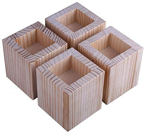 LLPEIJIE026 4 Stück Möbel Risers aus Holz,Möbelerhöher,Betterhöhung,Tischerhöher,Elefantenfuß Bed Riser,Dient zum Anheben von Sofas,Schminktischen,Kinderbetten,Couleur du Bois(4 * 4 * 5cm)