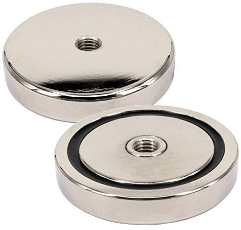 Neodym Magnet mit Gewinde Bohrung - Extra Starke Topfmagnete D 67 mm - 135 KG Zugkraft - Flachgreifer Rund mit M10 Gewindebohrung Innengewinde [2 Stück]