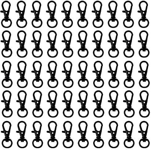 Belle Vous Karabinerhaken, drehbar, Metall, Schwarz, 50 Stück – 33 mm lang – Haken für Ringe, Verschlüsse, Kunsthandwerk, Schmuck, Ketten und Schlüsselanhänger