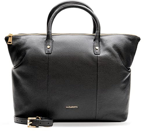 Lazarotti Bologna Leder Shopper Tasche Damen | mit abnehmbarem Schultergurt | XL Henkeltasche 36 cm