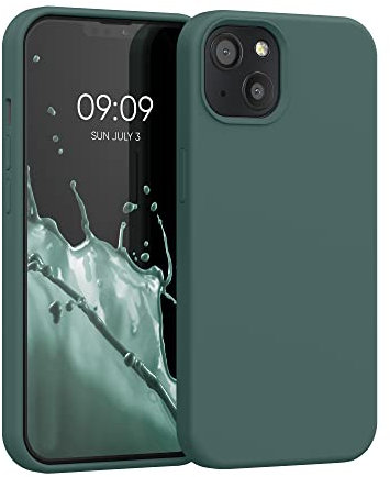 kwmobile Cover per iPhone 13 Custodia - Back Case per Smartphone in Silicone TPU - Protezione Gommata - verde blu