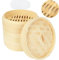GOYADA 4 Pcs Cuiseur Vapeur en Bambou 3 Niveaux, Panier Vapeur Bambou (Diamètre 20cm), Cuit Vapeur en Bambou avec 50 Feuilles de Papier à Vapeur pour le Riz, les Légumes, les Dim Sum, le Poisson