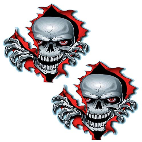 duoyif Skull Aufkleber Auto Totenkopf Sticker Totenköpfe Autoaufkleber Stickers Motorsport Schädel Aufkleber Motorrad Vintage Aufkleber FüR Motorrad Roller Auto Halloween Karneval 14x15cm 2Stücke