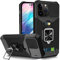 JOMA-E Shop for iPhone 14 Pro Case with Screen Protector, Sliding Camera Cover and Card Holder, Ring Kickstand Military Shockproof Full Body Protective Shell for iPhone 14 Pro (Black)
