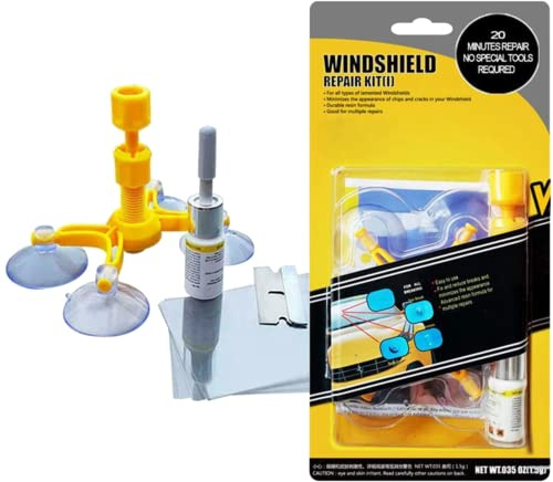 Glamified Windscreen Repair Kit, Car Windscreen Crack Repair Kit for Fix Auto Windscreen Glass Cracks/Scratch/Chips/Nicks/Half-Moon/Star-Shaped/Bulls-Eye