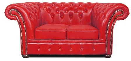 Chesterfield Sessel Winfield Basic Leder | Weiß | 2 bis 4 Wochen Lieferzeit (Rot, 2-Sitzer)