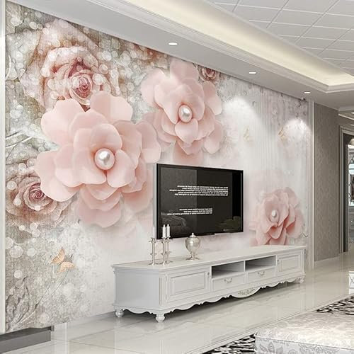 Tapeten Vliestapete Vlies Tapete 150x115cm Rosa Blumen Vlies Tapeten Wandtapete XXL Moderne Wanddeko Design Wand Dekoration Wohnzimmer Schlafzimmer Büro Flur Fototapete art