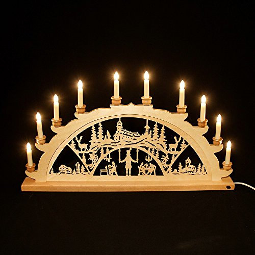 Holz Schwibbogen Lichterbogen aus dem Erzgebirge - Motiv: Fichtelberg (70 cm)