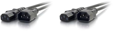 C2G 2 Metre 18 AWG Computer Extension Cord (IEC320C13 to IEC320C14) 6 Foot Kettle Lead/Power Cable, Black (Pack of 2)