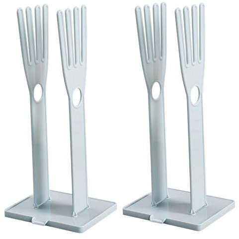 Neroyaner Kitchen Glove Holder 2 Sets Kitchen Washing Glove Drying Rack with Towel Storage Hole and Drain Outlet Cleaning Dryer with Detachable Base Storage Stand
