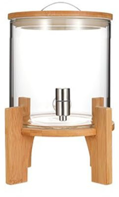 LYXXW Glass Beverage Drink Dispenser with Tap Brew Kombucha Mason jar for Water Juice Milk Ice Coffee Sun Tea,Large Big Cold Drink,Clear,5L