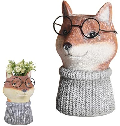 Harz Fuchs Tier Vase Niedliche Schreibtisch Pflanze Vase Dekoration Trockene Blume Vase
