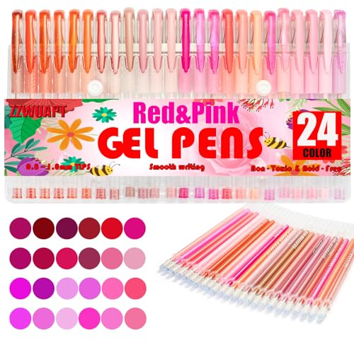 ZZWUAPT Gelstifte für Malbücher, 72 farbige Gelstifte, Set mit 24 farbigen Gelstiften mit 48 Nachfüllungen, 40 % mehr Tinte zum Zeichnen, Kritzeln, Scrapbooking, Journaling