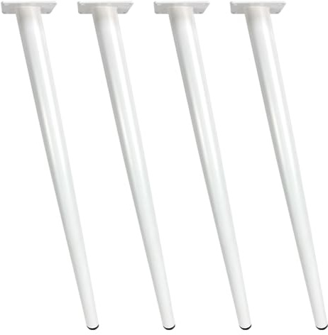 SZLXJMFL Pied de Table en Métal, Pied de Lot de 4 Meuble Blanc Pattes Inclinés Effilés pour Meuble Commode Pied Table Console Galvanoplastie 10-100 cm Jambes de Table Basse Vis Inclus-60cm/23.6in