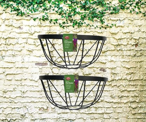 Shop4allsorts 2 x Garden Wall Trough Planter 16 Inch Wrought Iron Wall Mounted Black Flower Basket