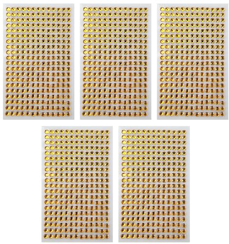 Netuno 5x 260 Stück Glitzersteine selbstklebend Gelb 6 mm selbstklebende Deko-Steine farbig kleine Schmucksteine zum Aufkleben Basteln Dekorieren Strasssteine bunte Kristalle Aufkleber