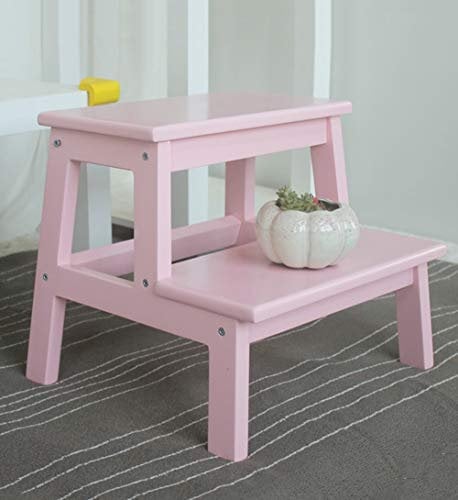 Tritthocker für den Außenbereich, Doppelfunktions-Tritthocker, kleine Leiter, Mazar, zum Wechseln Seiner Schuhe, einfache 2-stufige Leiter, 6 Farben optional, Pink