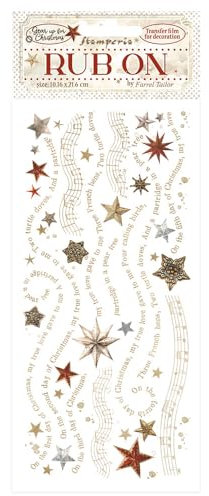 Stamperia - Rub-on for Scrapbooks, Albums, Cards, Bullet Journals and More, Easily Transfer Images onto Paper and Other Surfaces, Perfect for Crafts and Gifting (Gear up for Christmas, Stars)