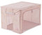Periea ‘Beau’ Folding Collapsible Stackable Fabric Home Storage Boxes with Steel Frames (Metallic Floral Blush, Large)