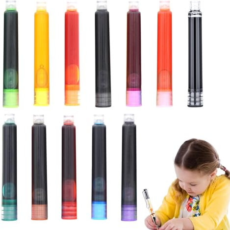 Honhoha Tintenpatronen für Füllfederhalter, Füllfederhalterminen - 12 Stück bunte Füllfederhalter mit farbiger Tinte - Stift-Nachfüllpatronen für Kalligraphie-Stifte, Füllfederhalter, Tintenpatronen