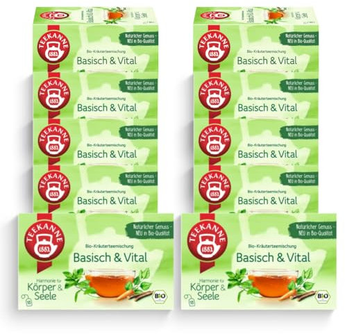 TEEKANNE Basisch & Vital Bio-Kräuterteemischung, 10 Packungen x 18 Beutel (10x 36g)
