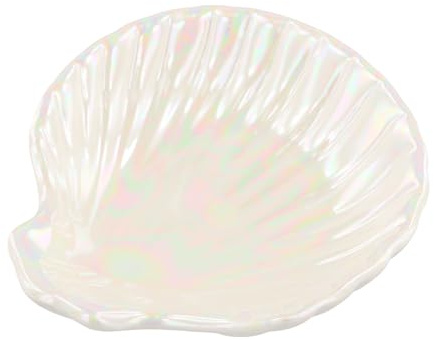 Muschel Schmuckplatte, Keramik Schmuckschale, 10.7 × 10 × 2.3 cm muschel schale deko Kann im Schminktisch Nachttisch platziert werden, schmuckteller Geeignet für Heimdekoration und Schmuckaufbewahrung