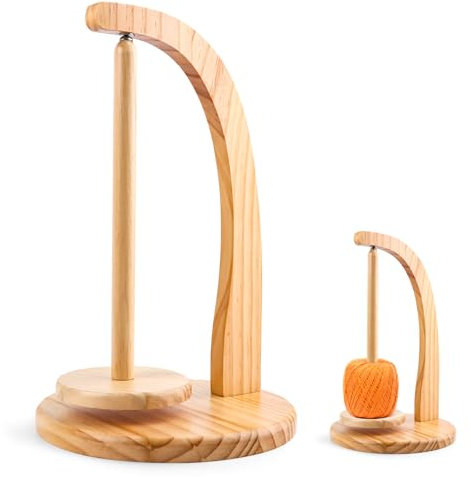 TNEDFOD Magnetischer Wollknäuelhalter, Yarn Winder, wollabwickler Holz Wollhalter, Wollhaspel Rotierender Garnrollenhalter aufwickler für Häkel- und Strickzubehör