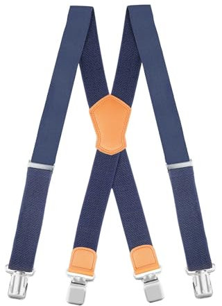 CPENG Bretelle da uomo, bretelle da donna, larghezza 4 cm, elastiche, a forma di X, bretelle regolabili con 4 robuste clip in metallo, ideali per jeans, pantaloni da lavoro, tute, pantaloni da moto,