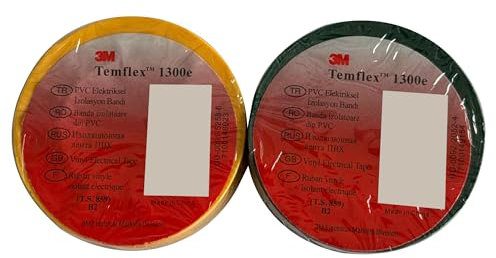 huzur elektrik Schwarzes Elektroband | Elektrisches Isolierband für Kabelbäume im Innenbereich | Hochwertiges Vinyl, verschleißfest, feuchtigkeitsbeständig, korrosionsbeständig (2, Gelb - Grün)