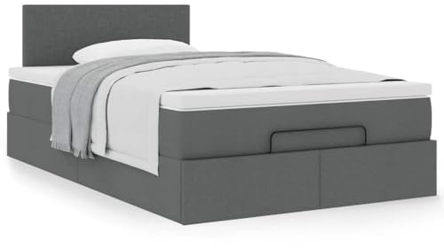 IKAYAA Boxspringbett 120x190 mit Matratze und Bettkasten Boxspringbett mit Stauraum Polsterbett 120x190 mit Matratze Bettgestell mit Lattenrost-Dunkelgrau-120 x 190 cm