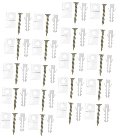 SEWOART 50Sätze Kunststoff Spiegelhalterung Hänge Kit Mit Montageankern Und Dübel Für Sichere Befestigung Von Wandspiegeln Und Glasplatten