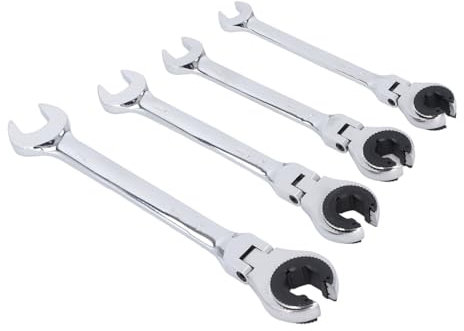 PerGar Bremsleitung Schlüssel Set, 6-teiliges CR V Stahl Ratschen-Schraubens CHL üssel Set, 72-Zahn-Getriebe, 10-17mm, Verstellbare Winkel-Nuss-Schraubens CHL üssel für Muttern an