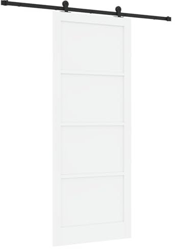 vidaXL Puerta Corredera con Juego de Herrajes Blanca 93x232 cm Madera Sólida Pino